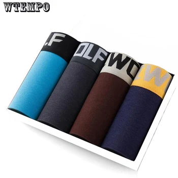 

4 PCS/lot New Brand Boxer Men Soft Cotton Sexy Underwear Solid Color Boxershorts U Pouch Underpants Modal Boxer Gay Male Panties