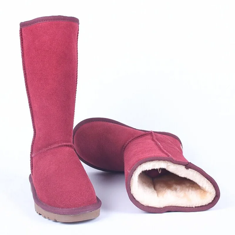 Женские зимние ботинки в австралийском стиле; ботинки до середины икры унисекс; зимние ботинки; водонепроницаемые зимние высокие сапоги из натуральной кожи; 12 цветов