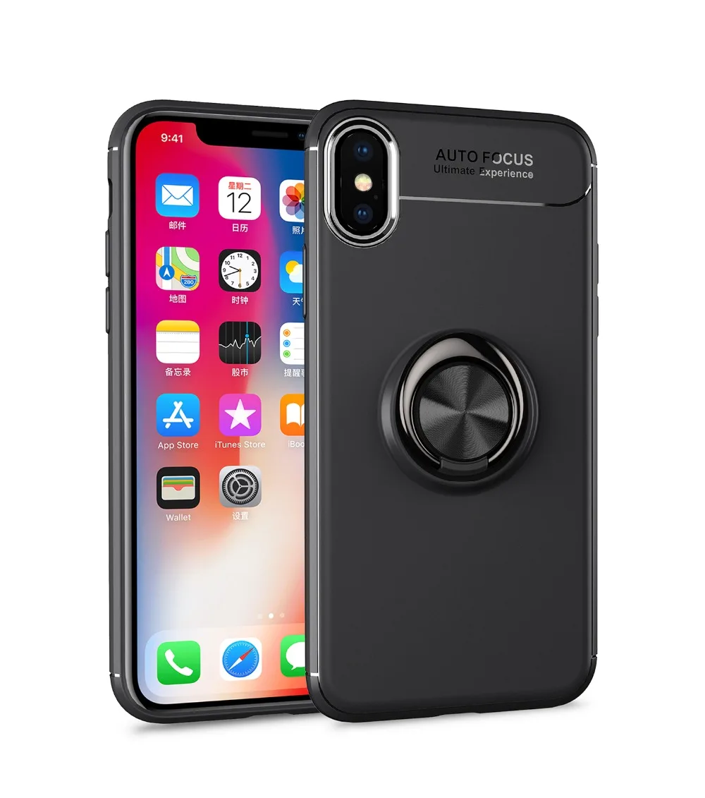 

New 360 Rotating Finger Ring Case for iPhone XS Max Car Bracket Back Cover For iPhone X 5S SE i6 i7 i8 Plus TPU Soft Phone Case
