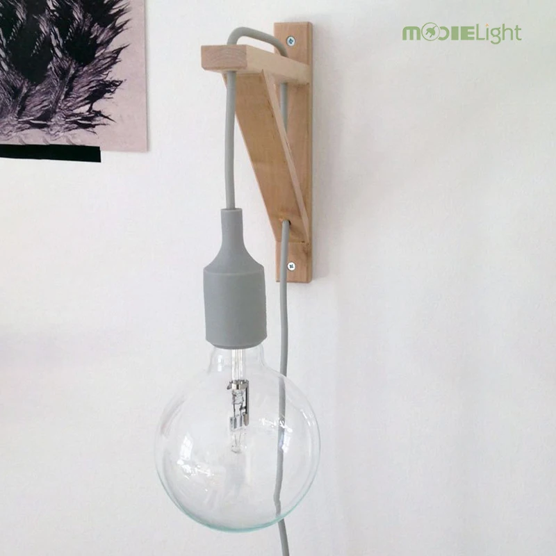 Mooielight Березовая деревянная настенная лампа DIY Креативный дизайн E27 Современная