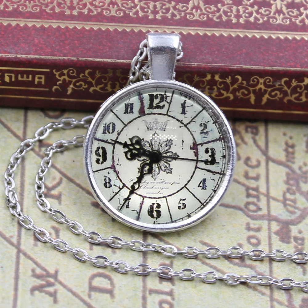Ladies Short Long Chain Jewelry Necklace Crystal Vintage Clock Pocket