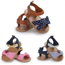 Продавец детские для маленьких девочек мягкая подошва сандалии малышей Летняя обувь с бантом сандалии