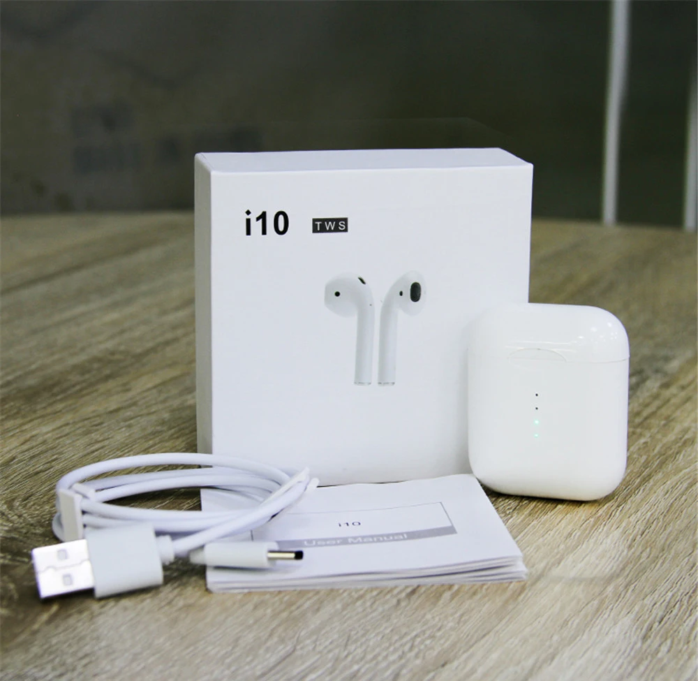 

New Portable Wireless Bluetooth Earphone i10 TWS Stereo Earbud Headset Charging Mic For iPhone Samsung Xiaomi Huawei Smart Phone