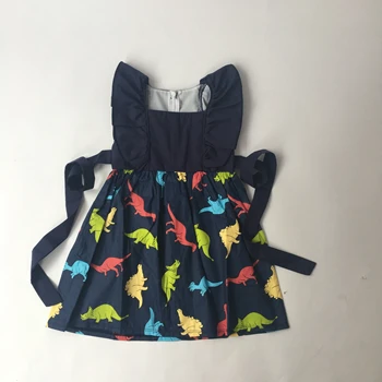 

Puresun Ready to Ship cute Summer Girls Sleeveless Dress Popular Dinosaur Printing Baby Girls Summer Dress