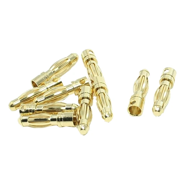 10PCS Gold Tone 4mm Male Banana Plug Bullet Connector Replacementsin