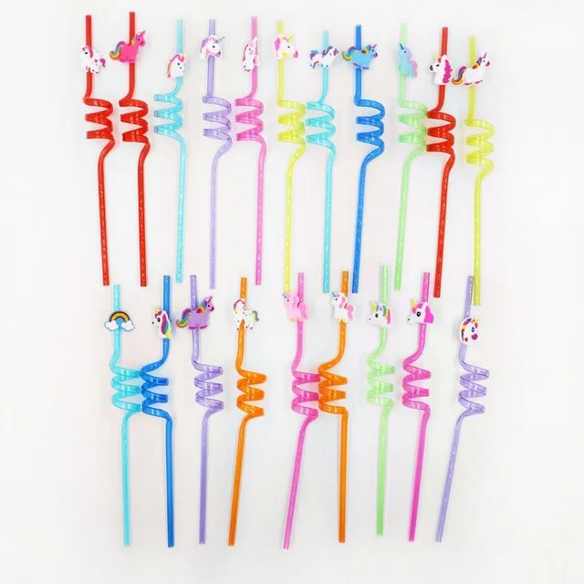 6pcs unicorn straws 6 шт. реквизит Динозавр для вечеринки одноразовые пластиковые соломинки Единорог украшения на день рождения Дети Взрослые Русалка Вечерние поставки - Цвет: 6pcs unicorn straws