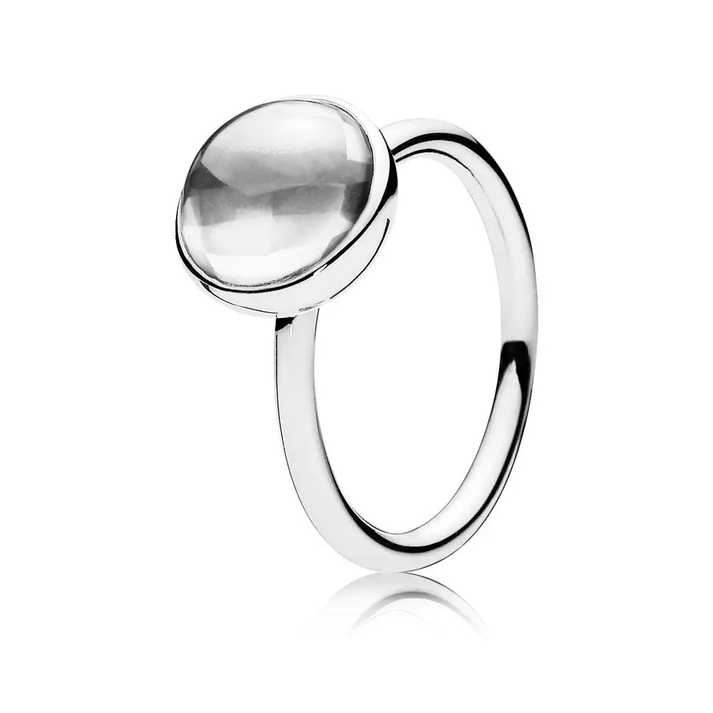 

Authentic 925 Sterling Silver Original Poetic Droplet Pandora Ring With Clear CZ For Women Charm Birthday Gift DIY Jewelry