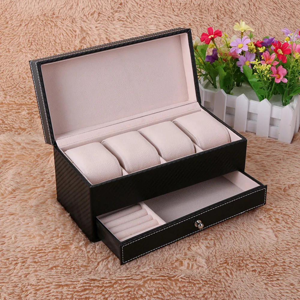 Watches Boxes Jewelry organizer Display Storage Box Case Leather Square