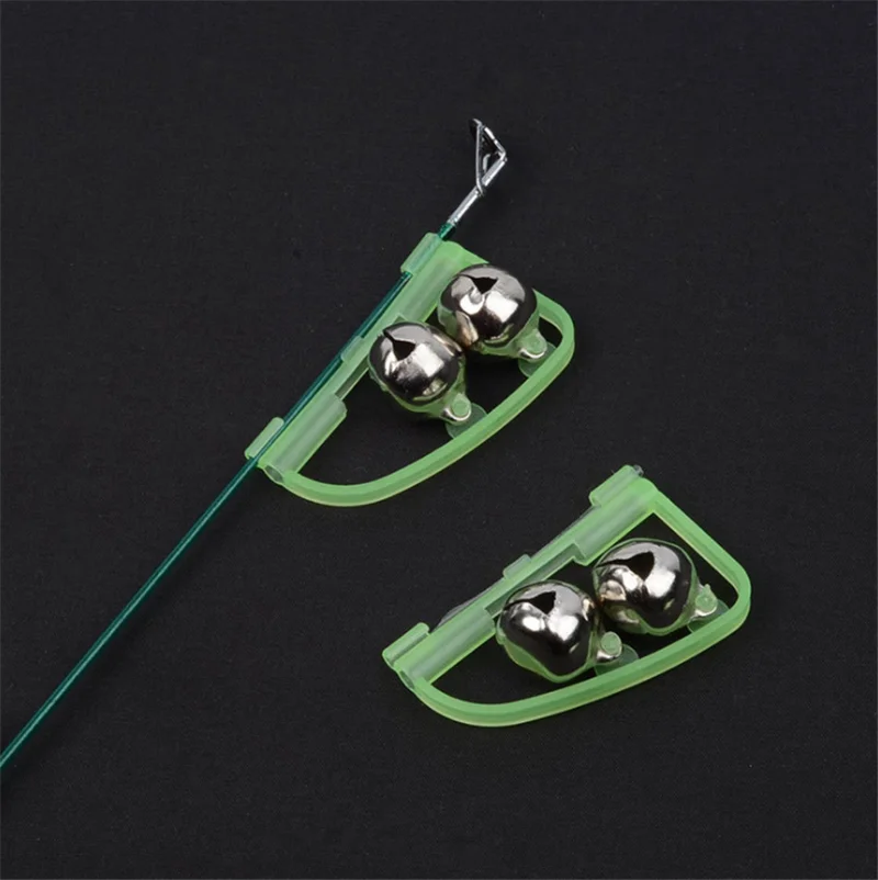 

1Pcs Fluorescent Fishing Rod Pole Tip Clip Twin Bell Alarm Alert Ring Glow In The Dark Fishing Tackle Box Accessory Tool