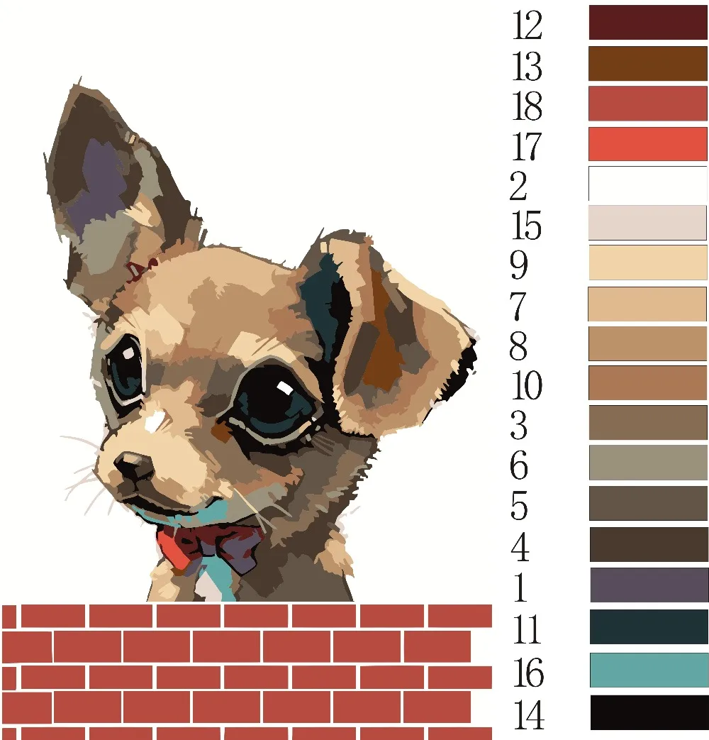 Unframe pittura ad olio pittura numeri fai da te picture disegno da colorare numeri su tela pittura dipinta a mano guardando il cucciolo in Unframe pittura