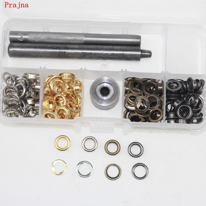 

Prajna 120 Sets Eyelet 3PCS Rivet Installation Tools Mix Color Eyelets Metal Copper Four-button Button Jacket Dark Buckle 6MM