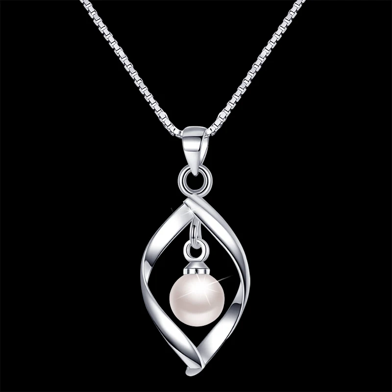 

Warme Farben Women Pendant Necklaces Plated Silver Pearl Necklaces Waterdrop Charm Collare Fashion Jewelry Party Gifts for Lady