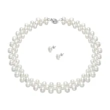 Snh 6-8 мм AAA и пуговицы 7." и 18" Natural настоящие перлы комплект серебро аксессуар