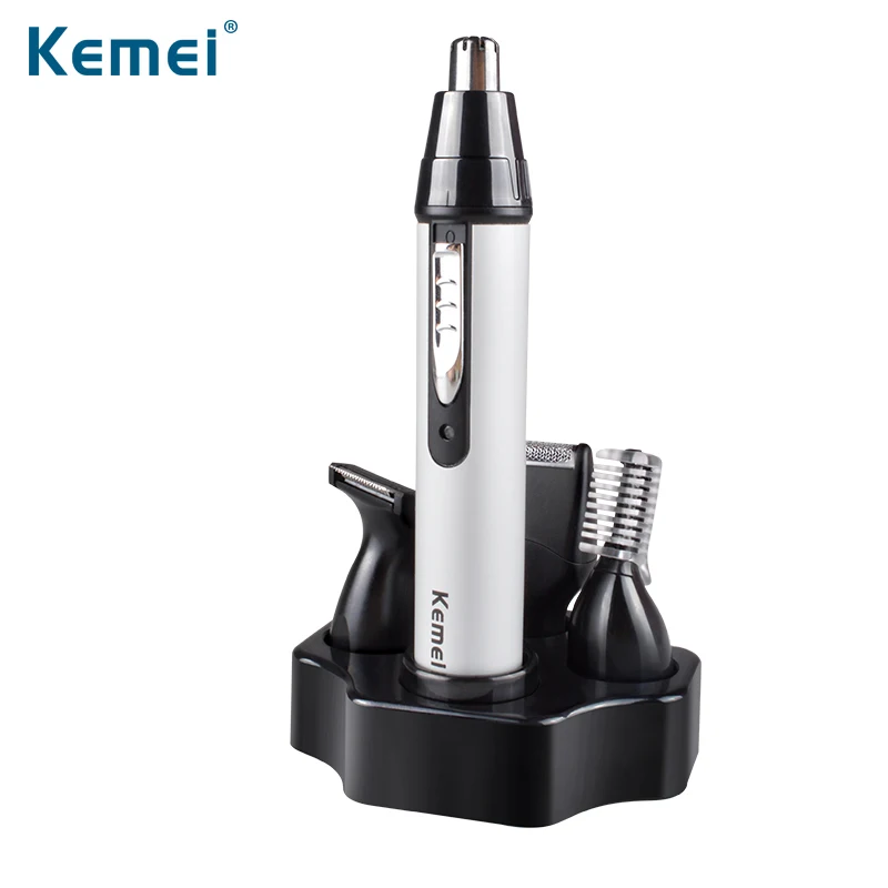 Kemei6650 4 в 1 мощный триммер для носа, электрический триммер для бритья, безопасный уход за лицом, Chlippe триммер для волос в носу, тример для мужчин и женщин - Цвет: EU PLUG