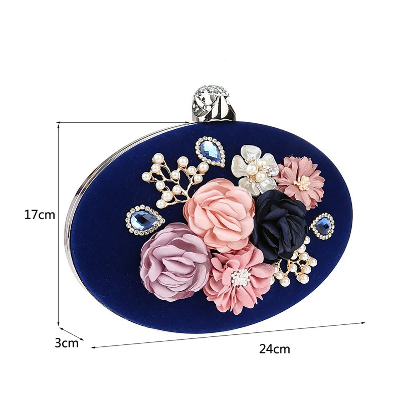 Luxy Moon Navy Floral Clutch Bag Size