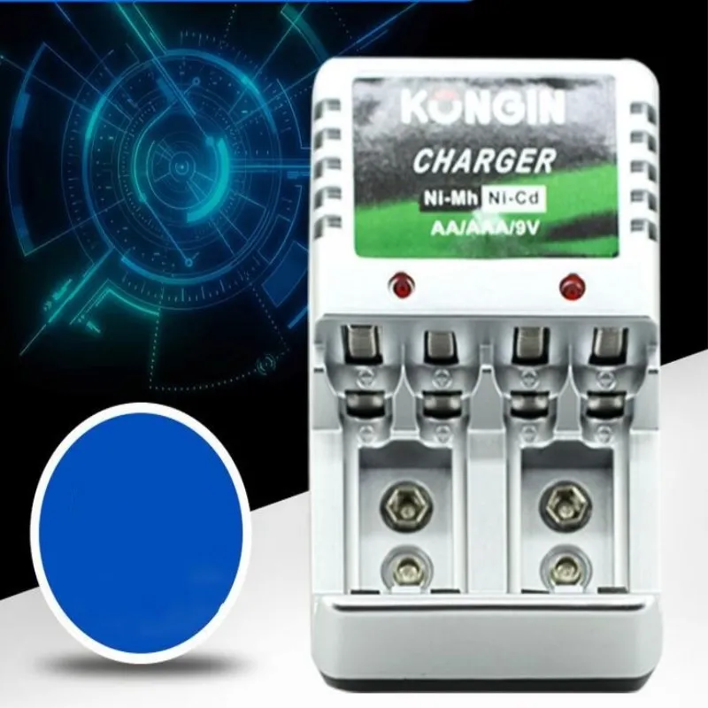 Rechargeable Battery Charger AA AAA 9V Ni-MH Ni-Cd Battery EU-Plug Wall Charger 
