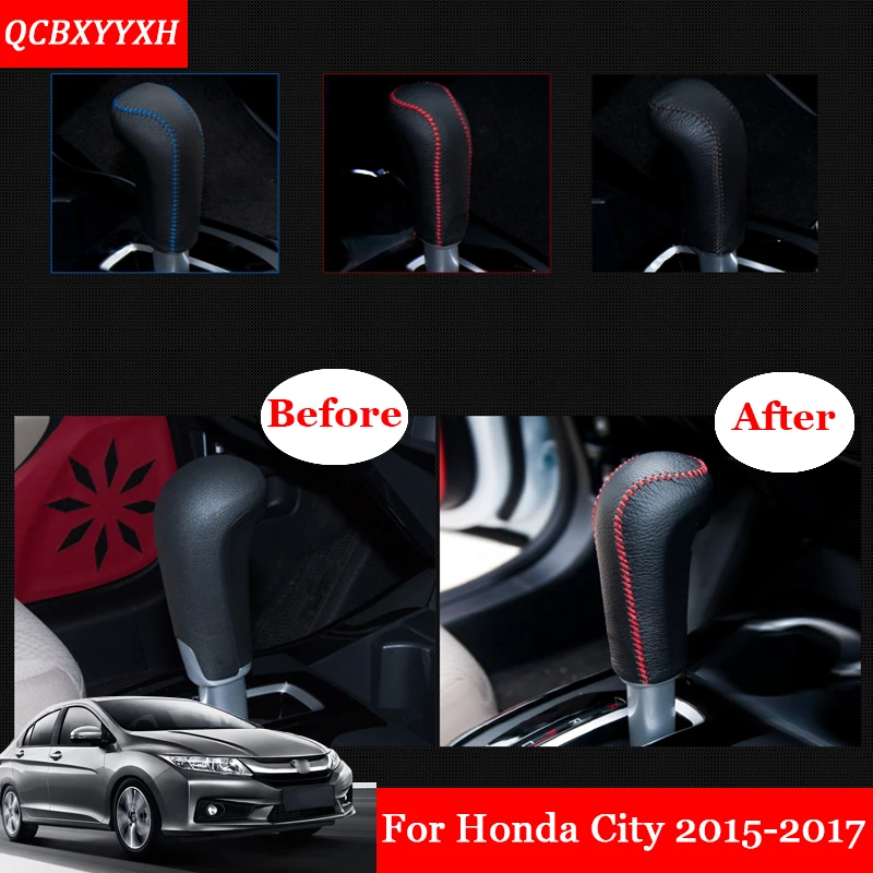For Honda City 2015 2017 Auto Sleeve Grip Leather Hand Brake Smart Lever Case Covers Decoration