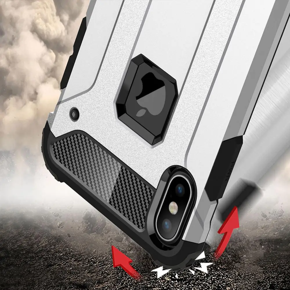 قوي الهجين صعبة غلاف واقي مضاد للصدمات الهاتف عودة حقيبة لهاتف أي فون XS ماكس XR Xs X 8 7 6 S زائد 5 S SE الصلب وعرة تأثير الغلاف Fundas