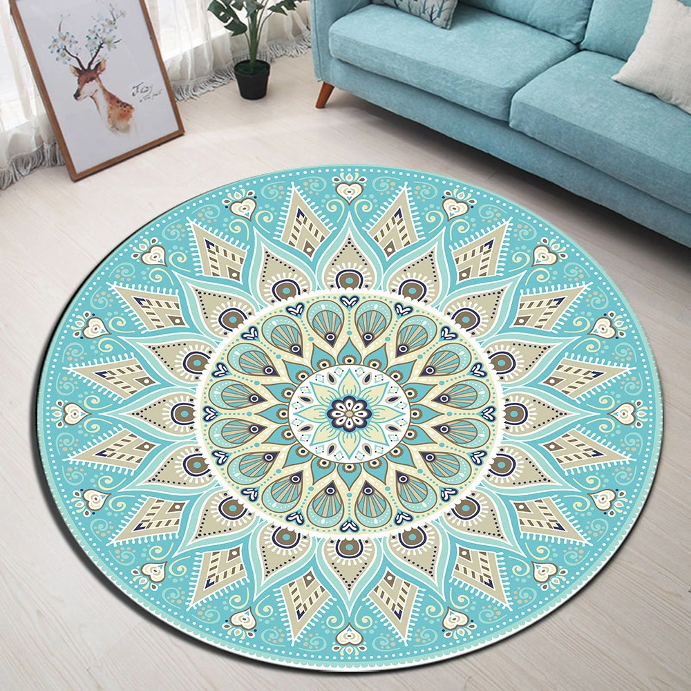 Floral Mandala Exotic Flowers Round Carpet Floor Non-Slip Room Bath Door Mat Rug Floral Mandala Exotic Flowers Round Carpet Floor Non-Slip Room Bath Door Mat Rug