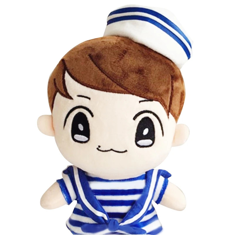 

Korea Kpop EXO BaekHyun with Navy Clothes 22cm/9" Plush Toy Stuffed Doll Handmade Fans Support Gift Collection