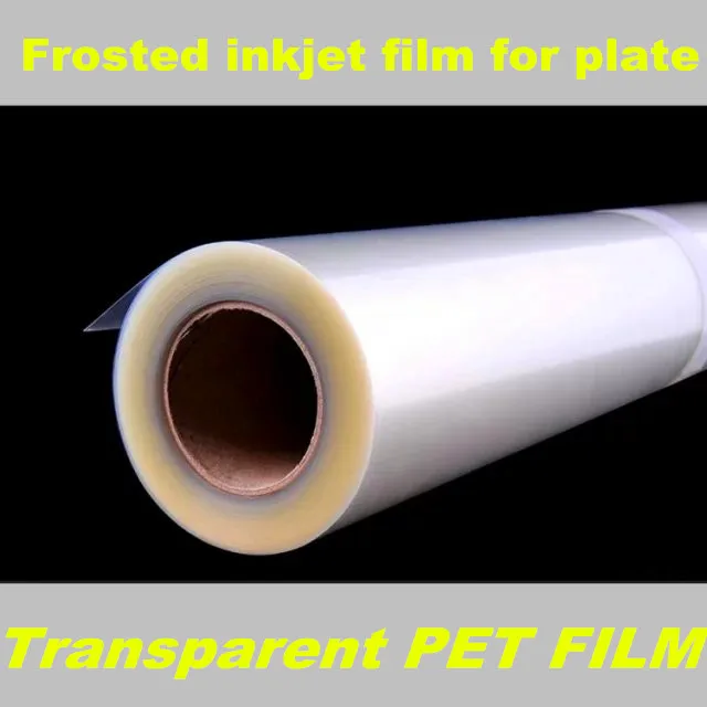

High quality frosted transparetn inkjet pet film for plate making 30m per roll