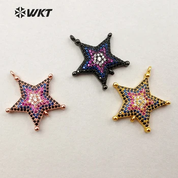 

JF154 Beautiful Star Shape Connector ZC Micro Pave Connector For Jewelry Making Pave Accessory 25mm