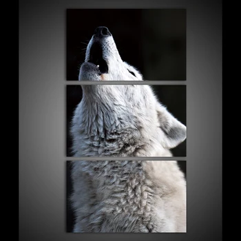 

3 Panel Canvas Painting Wolf Howling HD Posters And Prints Canvas Painting For Living Room Decoracion Nordica Hogar
