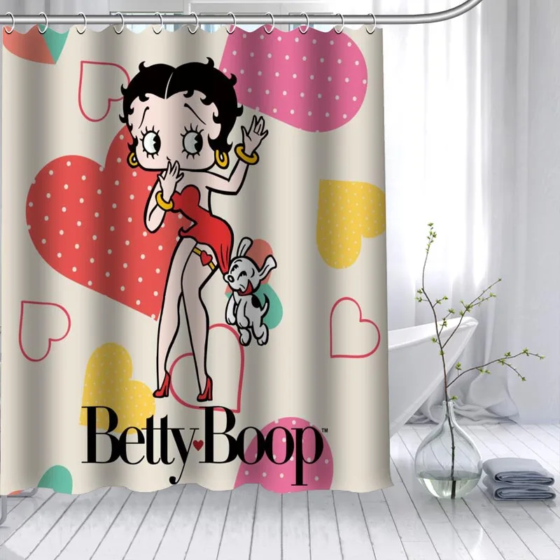 ShunQian Betty Boop горячая Распродажа занавеска для душа полиэфирная ткань 12 крючков для ванной комнаты водостойкая защита от плесени для ванной шторы