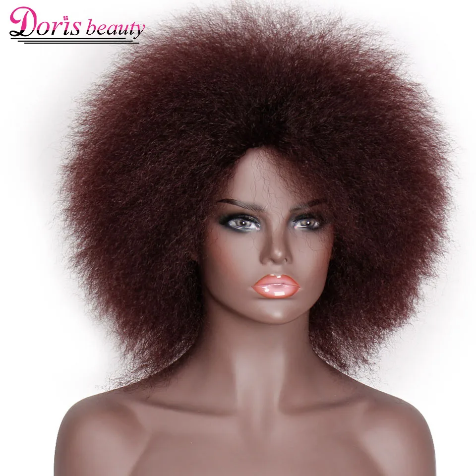 Doris beauty афро парик для женщин Африканский темно коричневый черный красный цвет Yaki
