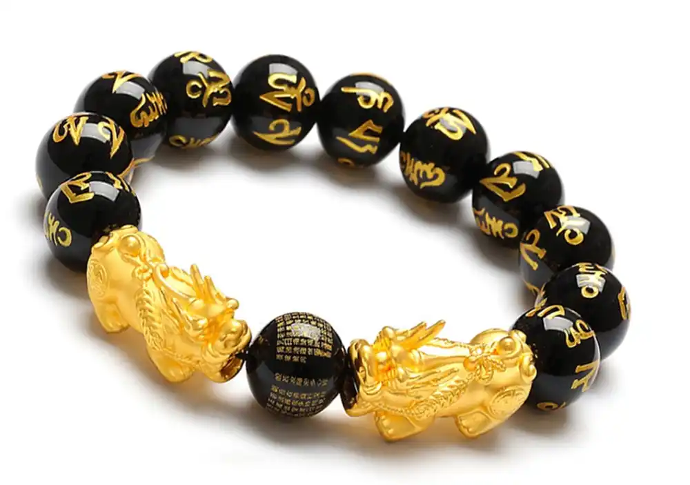 Gold Transfer Pixiu Bracelet Buddha Beads Bracelet Cuff Bangle Gold Transfer Pixiu Bracelet Buddha Beads Bracelet Cuff Bangle