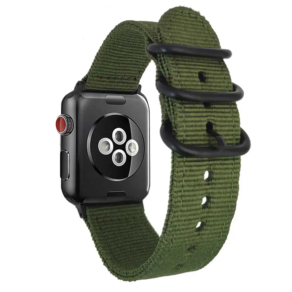 40 мм 44 НАТО нейлоновый ремешок для наручных часов для Apple Watch, ремешок 42 мм, для iWatch, версия 4/3/2/1 ремешок 38 мм с зулу кольца пряжка адаптеры для наручных часов