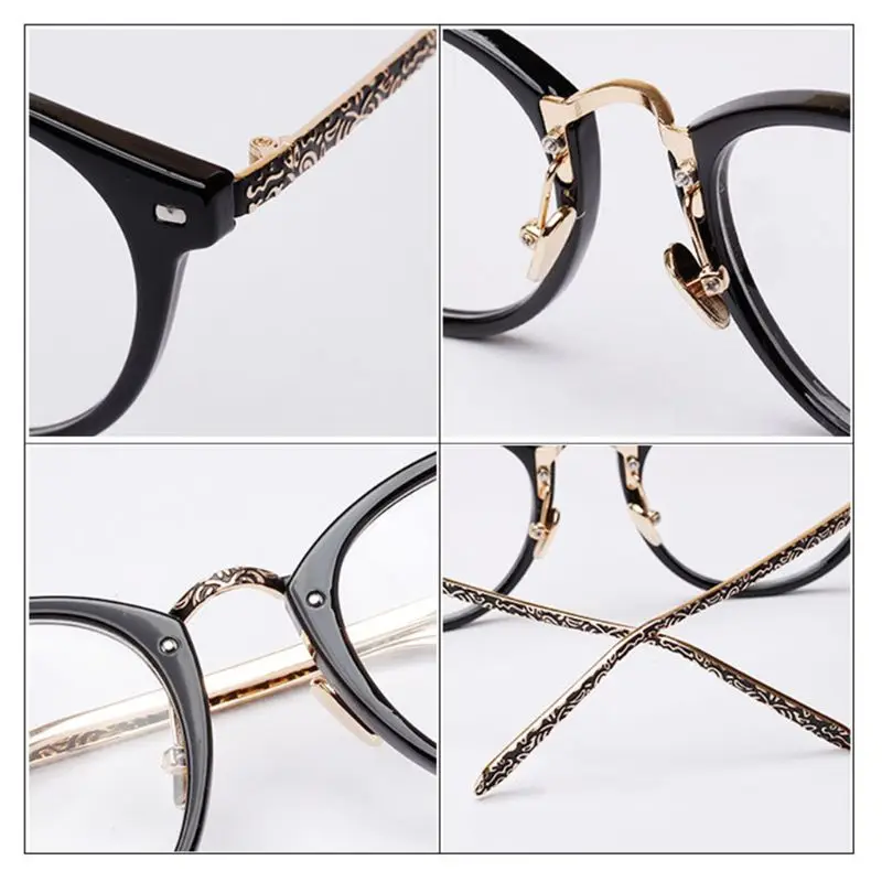 Optical Glasses Classic Floral Frame Vintage Creative Myopia Art Fashion Retro Women Men Student Eyewear Transparent Lens Clear