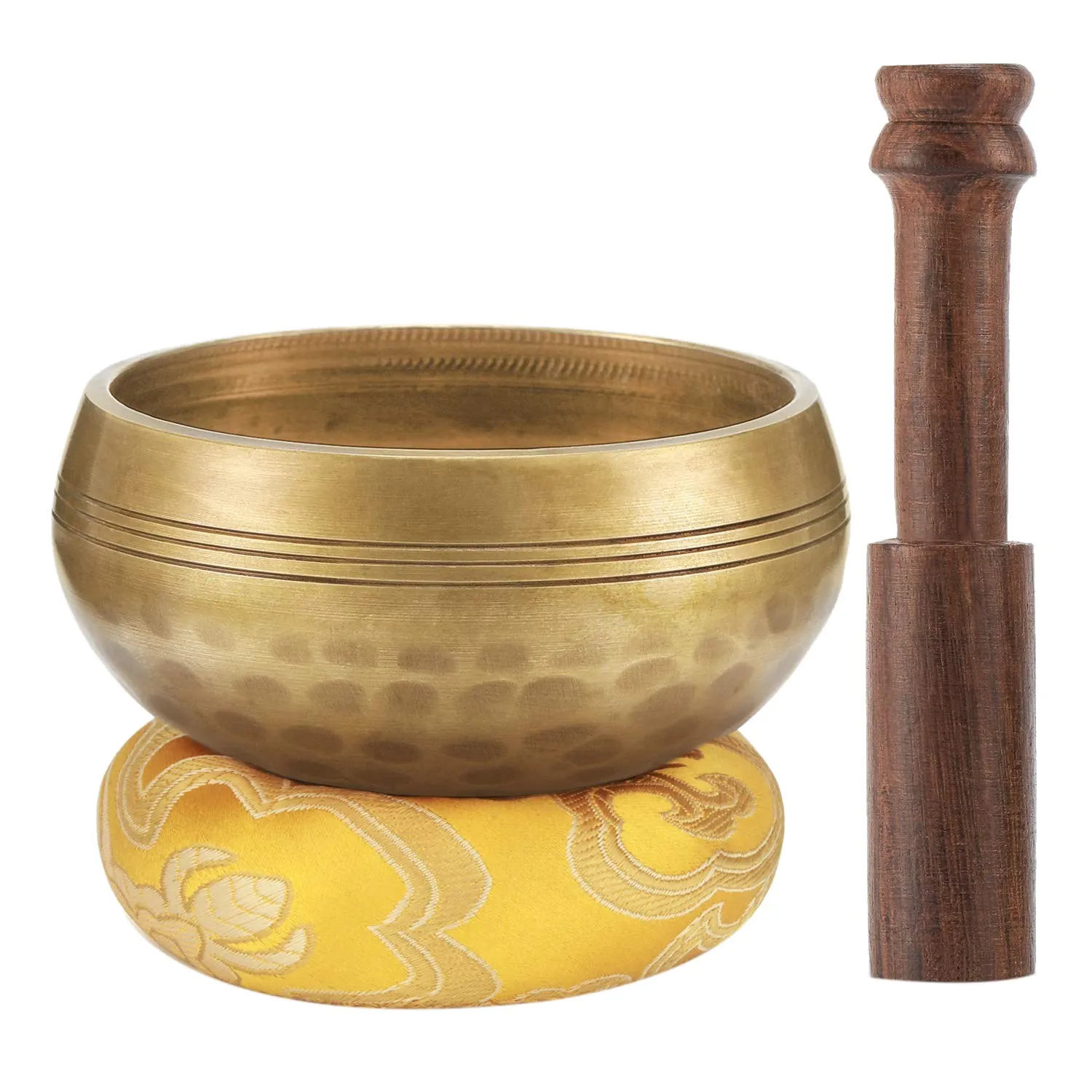 FSTE 3,2 дюймов тибетская Поющая чаша дзен медитация Йога Медитация чаша деревянная палочка подушка - Цвет: Brass
