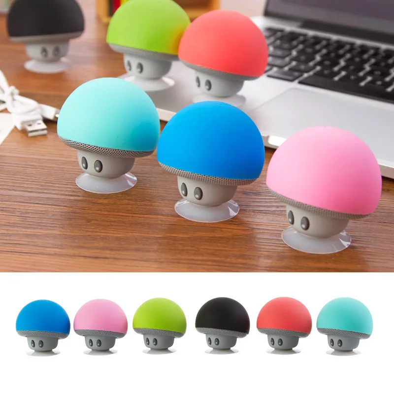 

Cartoon mushroom head sucker mini portable Bluetooth speaker phone tablet holder outdoor small stereo speakers