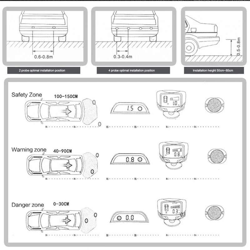 Автомобильный датчик парковки, синий экран, помощь при парковке, 4 датчика s, светодиодный дисплей, обратный резервный радар, монитор, детектор, система, Автомобильный датчик