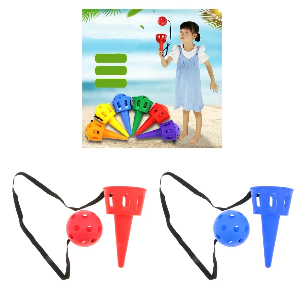 2Pieces Catch Ball Game Indoor Outdoor Garden Summer Play Toy for Kids Children
