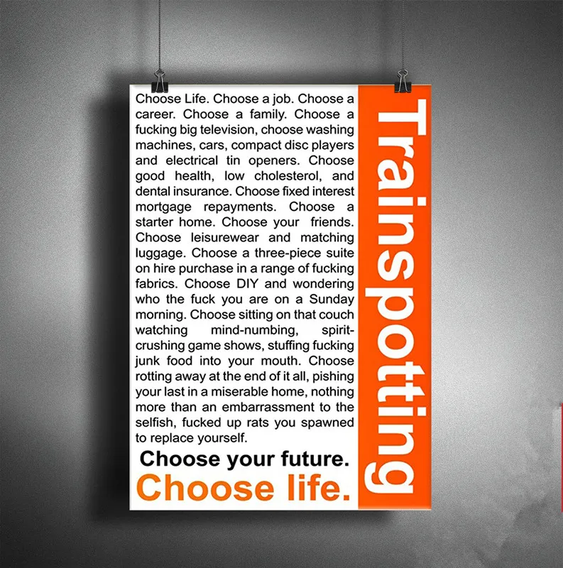 

Wall Art Decor Poster Painting Trainspotting Choose Life Picture for Home Decoration Living Room Artwork No Frame
