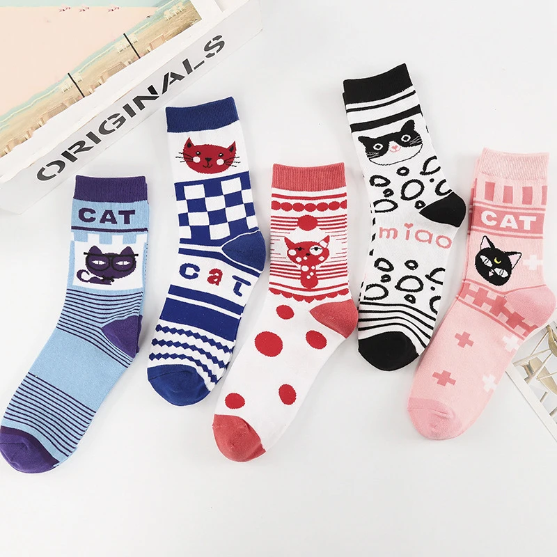 FRALOSHA/корейские носки в стиле Харадзюку; забавные носки в виде животных, милых котов, букв, клубники, коровы; женские носки; Calcetines Mujer