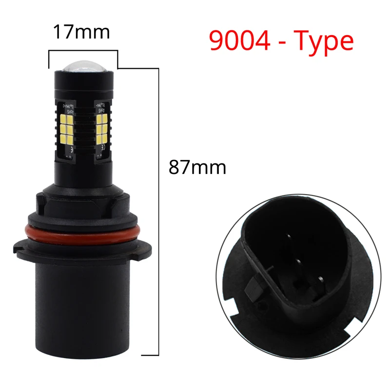 1 шт фара 9004 9005 9006 9007 H4 H7 H8 H10 H16 P13W R5W 3030 чипы 21 SMD 1260LM DRL 9~ 20V противотуманная фара в сборе - Испускаемый цвет: 9004