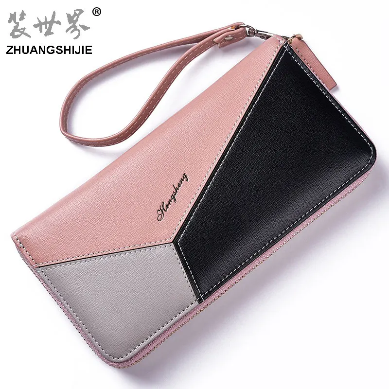 

ZHUANGSHIJIE New Leather Women Wallets Long Design Clutch Candy Color Wallet High Quality Fashion Female Purse Phone Bags BB116