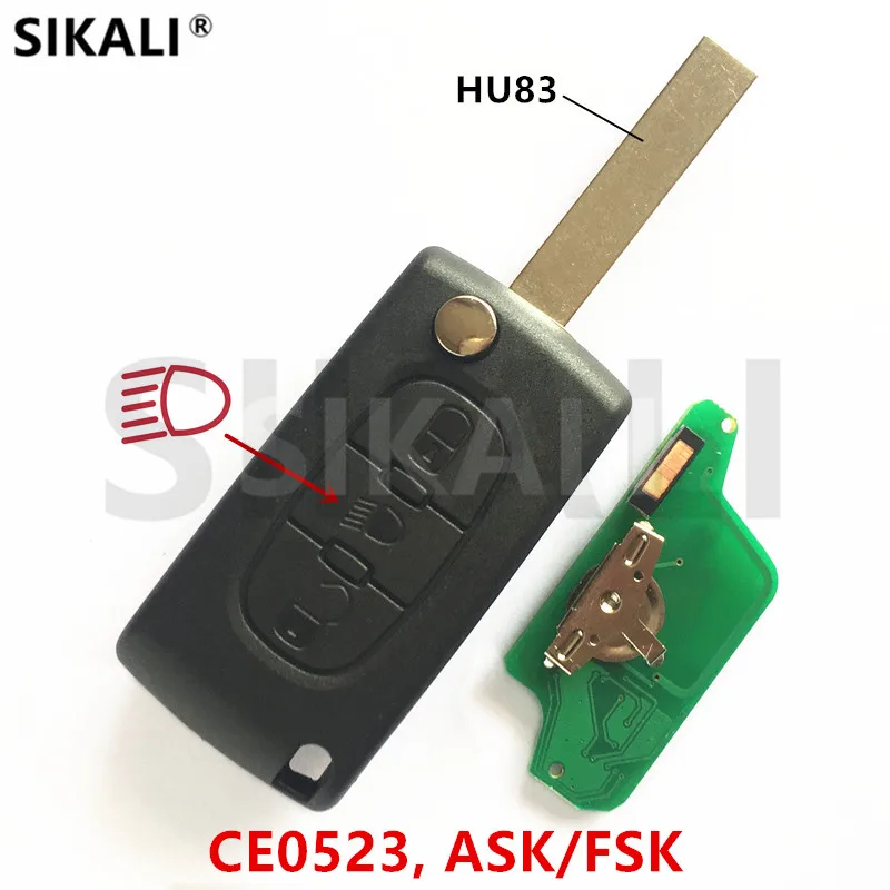 

SIKALI Auto Remote Key for PEUGEOT Car Partner 807 407 308 307 207 CC SW Expert KeyChain (CE0523, ASK/FSK, HU83 Blade)