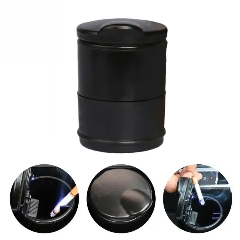 

Portable Car Ashtray With LED Blue Light Cigarette Smoke PBT Holder Anti-slip Storage Cup Auto Accessories Cigarette Clip #0922