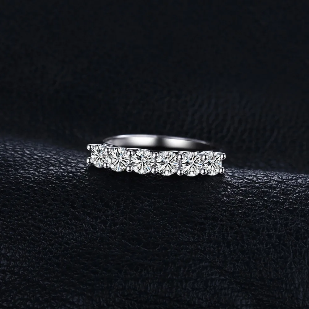 BLUE VOLGA New 1ct AAA 6 stone Cubic Zirconia 925 Sterling Silver Ring Enternity Promise Wedding Bands Rings For Women Best Gift Fine Jewelry