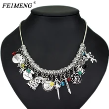 Игра престолов, Очаровательное ожерелье-чокер, наступает зима, голова волка, рука короля, Песнь Льда и Огня, кулон в виде дракона, ожерелье