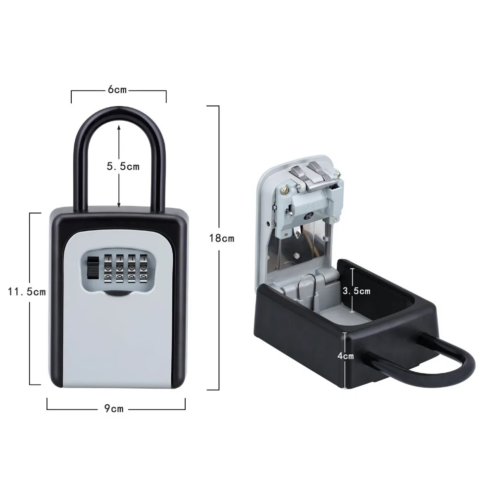 Key Lock Box  4-Digit Combination Lock Box House Keys Outdoor and Indoor   Weatherproof Security Key Holder, Holds up to 5 Keys