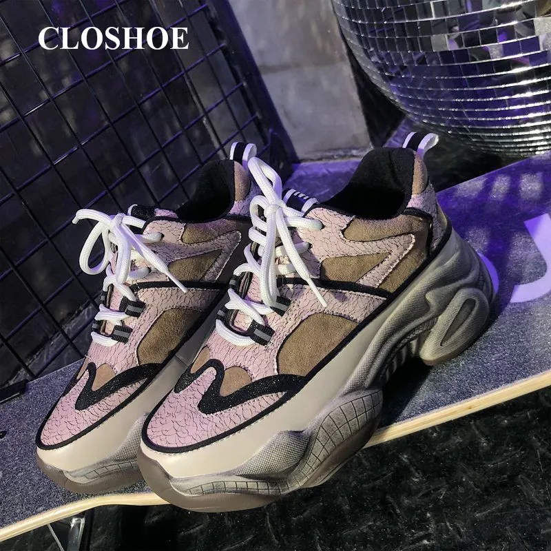 

YOUBROER Spring New Vintage Vintage Do Old Dirty Shoes Crack Crack Thick Soles Sneakers Women's Shoes Patchwork Sewing