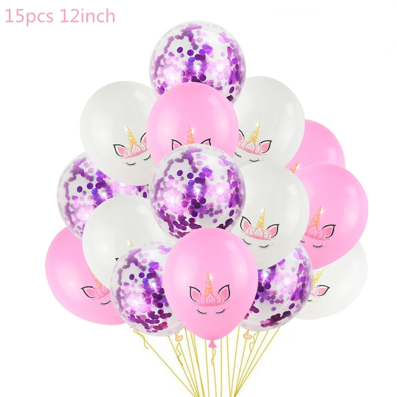 1 комплект праздничные шарики с единорогом на день рождения, Балон, единорог, украшение, латексный воздушный шар "Конфетти", украшение для дня рождения, Детские шары - Цвет: 15pcs R