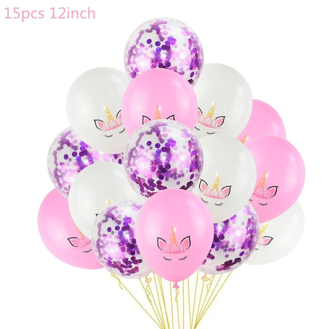 1 Set Unicorn Party Balloons Birthday Baloon Unicorn Decoration Latex Confetti Balloon Birthday Party Decoration Balloons Kids 15pcs R