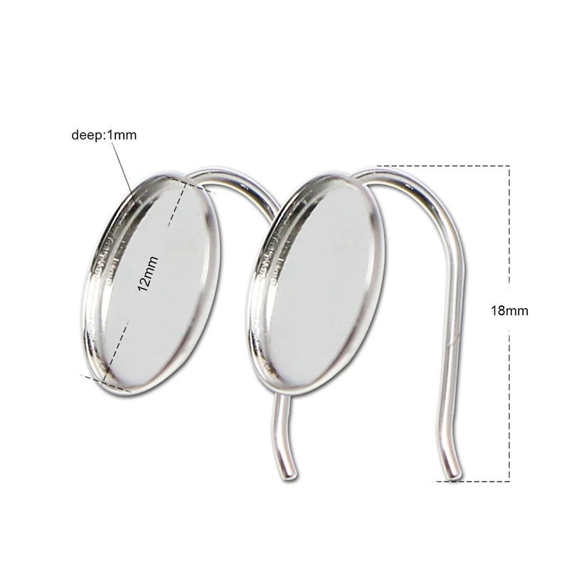 

Beadsnice 925 Sterling Silver Earring Bezels Blank with Earwire Fit 12x12mm Cabochon Blanks for DIY Earring Making 36316