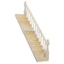 Кукольный домик деревянная лестница Стрингер шаг правый поручень предварительно собранный